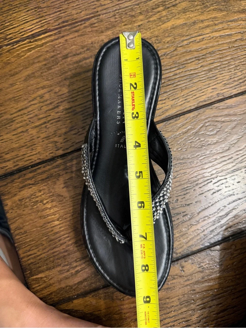 Y2K Italian Shoemakers Wedge Sandals with Rhinestone Bling Straps - 6